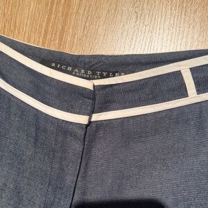 Richard Tyler Women's Dark Blue Jeans with Cream Accents